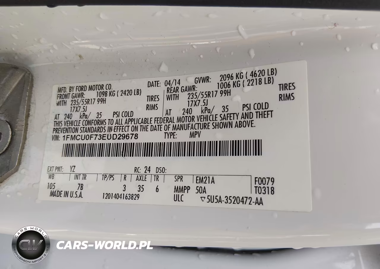 2014 Ford Escape S VIN:1FMCU0F73EUD29678 - 9