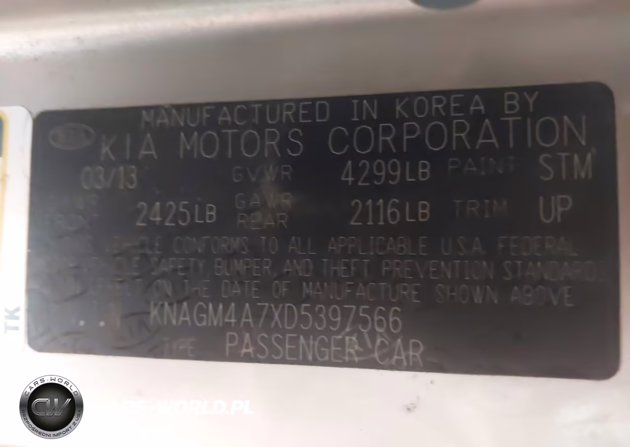 2013 Kia Optima Lx VIN:KNAGM4A7XD5397566 - 9