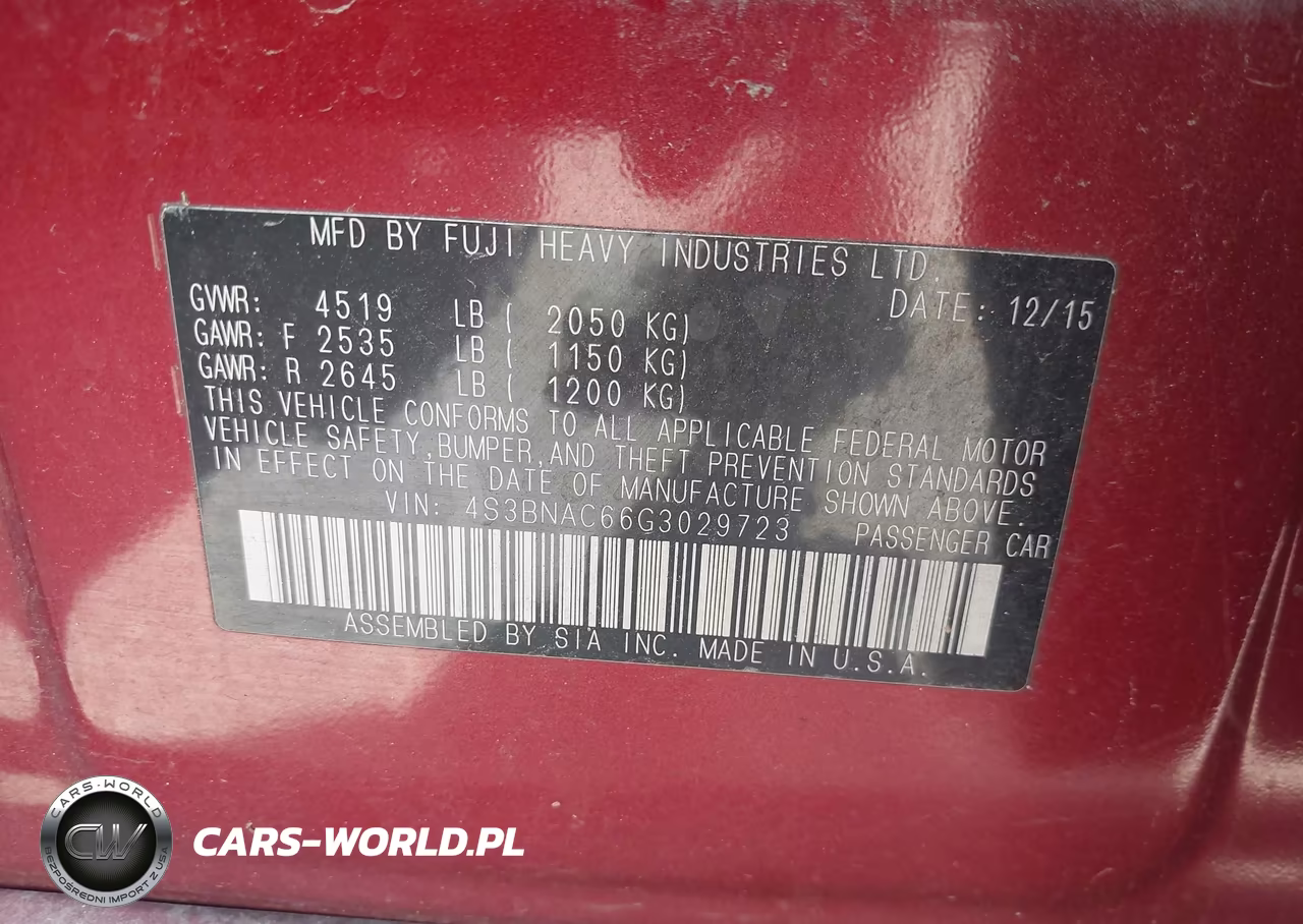 2016 Subaru Legacy 2.5I Premium VIN:4S3BNAC66G3029723 - 9