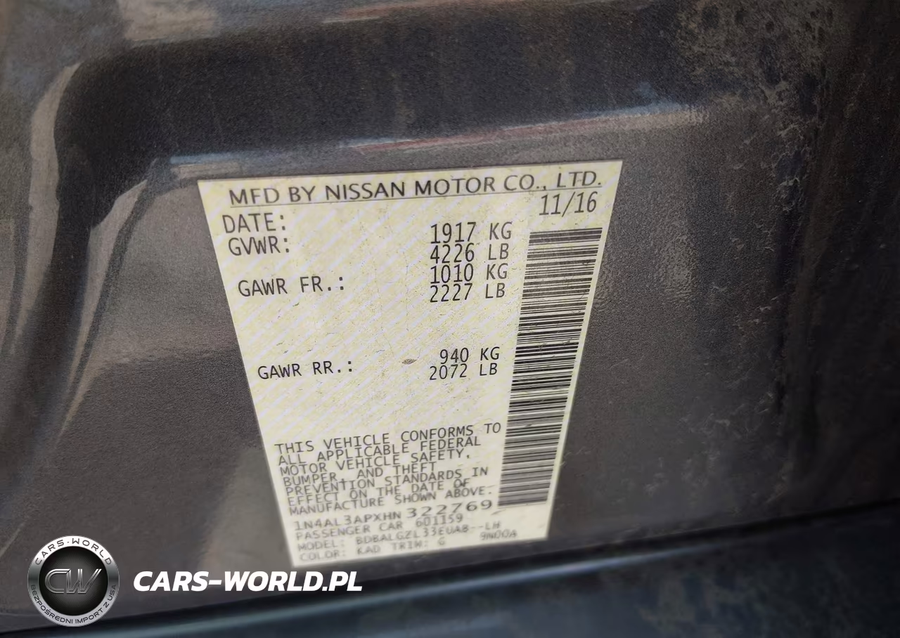 2017 Nissan Altima 2.5 S VIN:1N4AL3APXHN322769 - 9