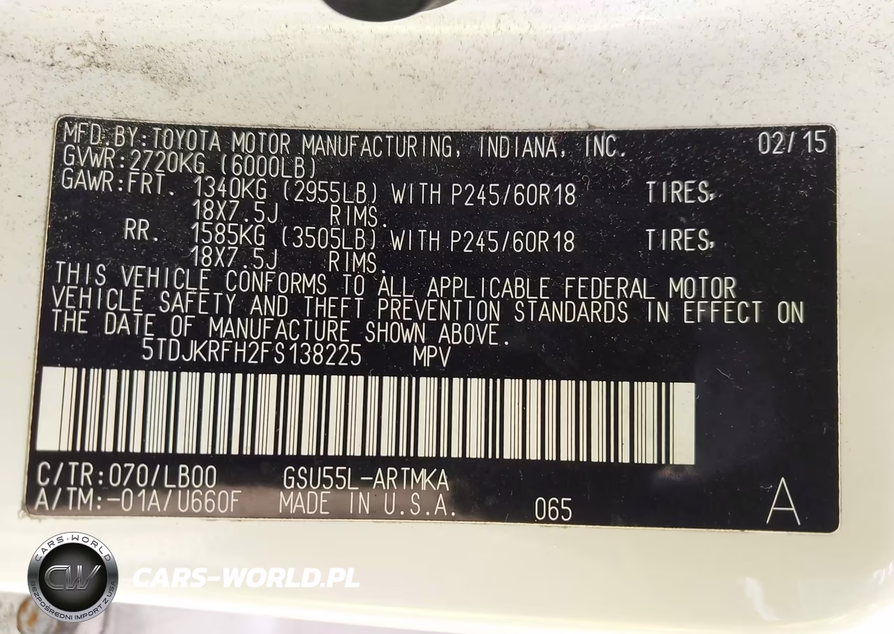 2015 Toyota Highlander Xle V6 VIN:5TDJKRFH2FS138225 - 9
