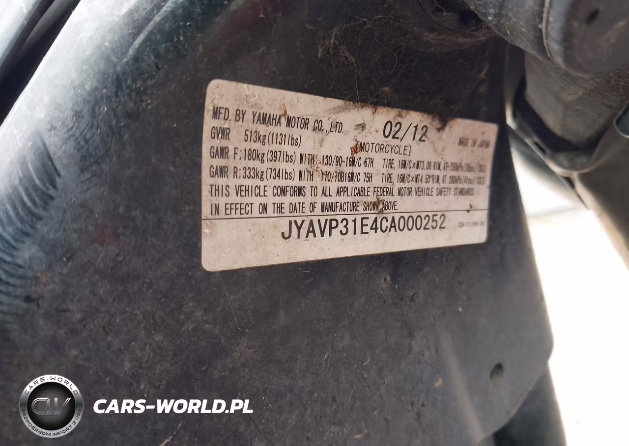 2012 Yamaha Xvs1300 A VIN:JYAVP31E4CA000252 - 10
