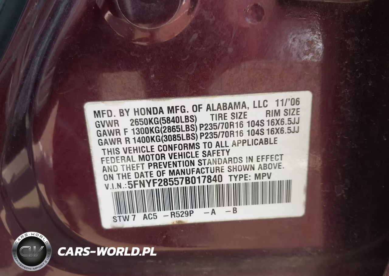 2007 Honda Pilot Ex-L VIN:5FNYF28557B017840 - 9
