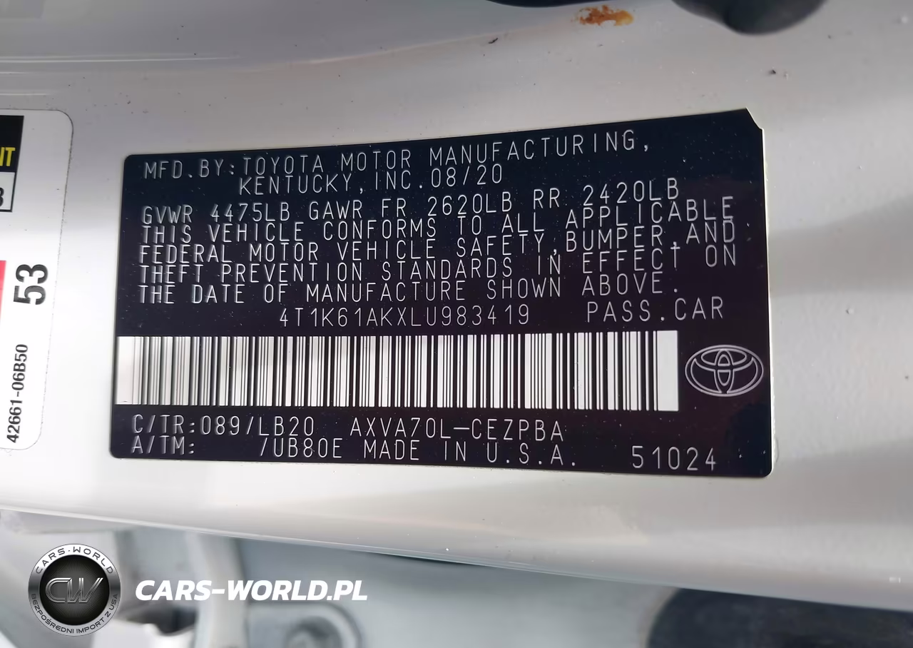 2020 Toyota Camry Xse VIN:4T1K61AKXLU983419 - 9
