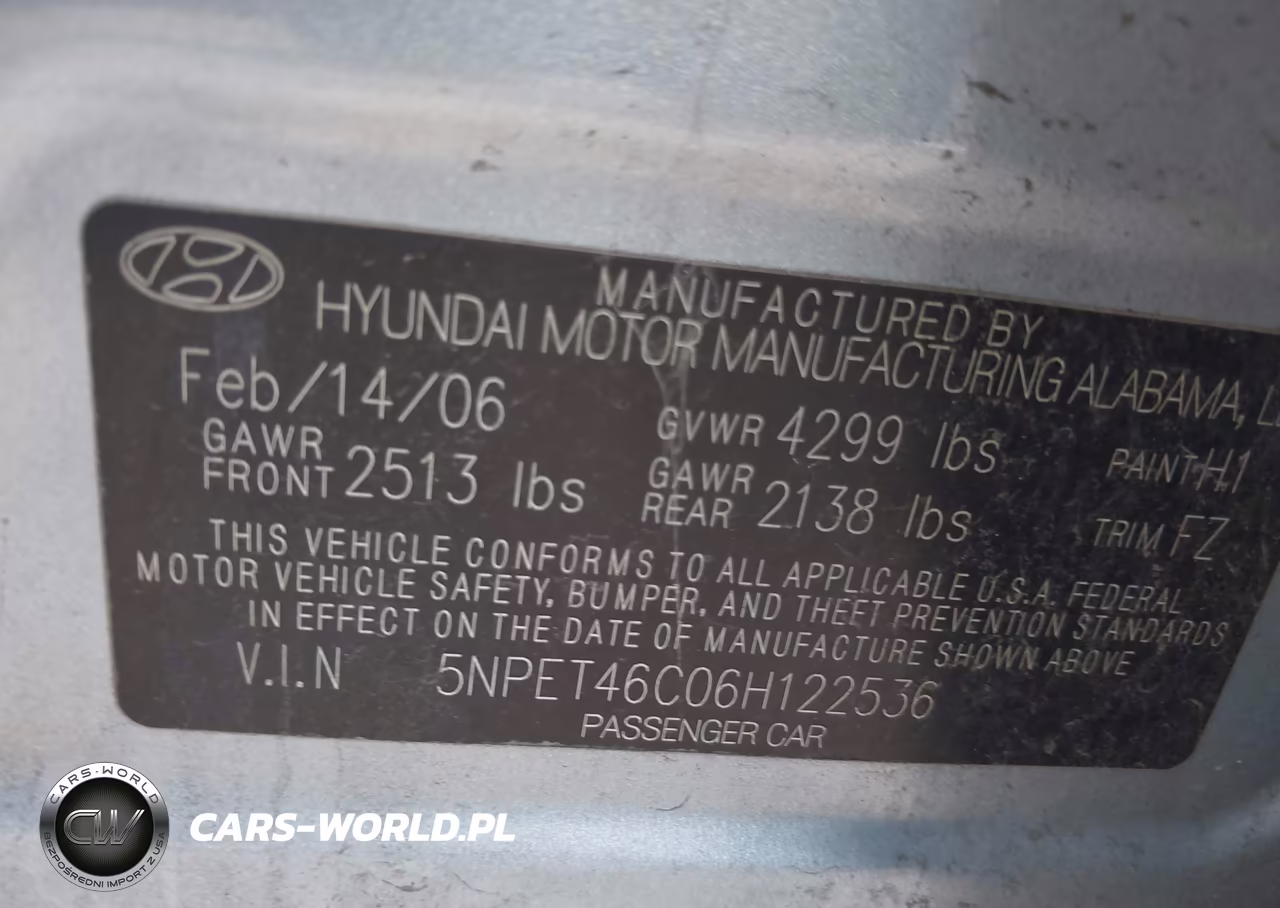 2006 Hyundai Sonata Gl VIN:5NPET46C06H122536 - 9