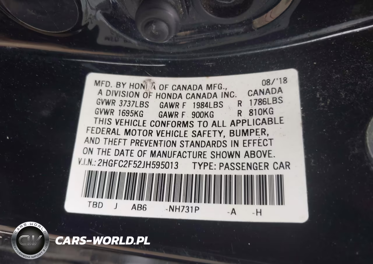 2018 Honda Civic Lx VIN:2HGFC2F52JH595013 - 9