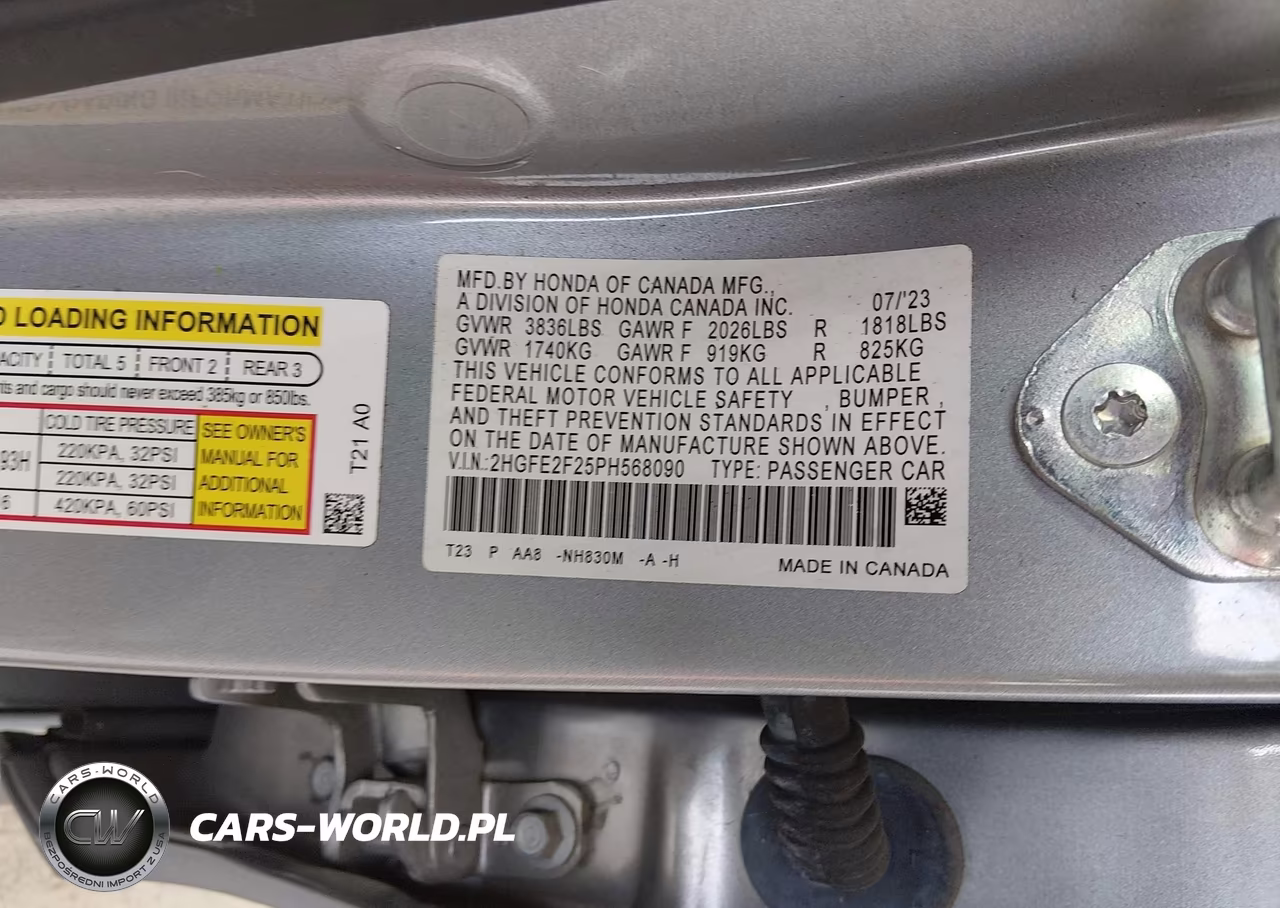 2023 Honda Civic Lx VIN:2HGFE2F25PH568090 - 9