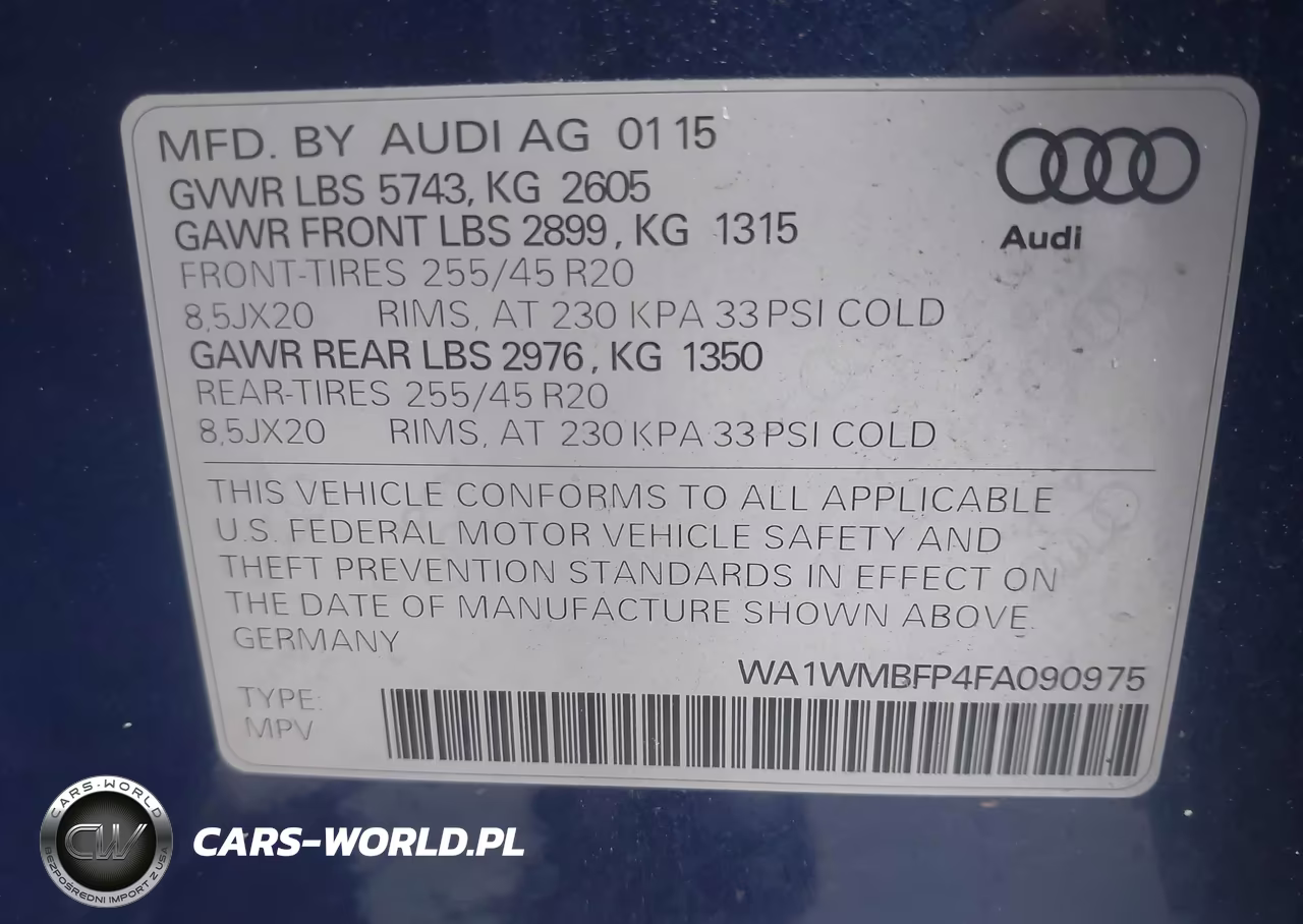 2015 Audi Q5 3.0 Tdi Premium Plus VIN:WA1WMBFP4FA090975 - 9