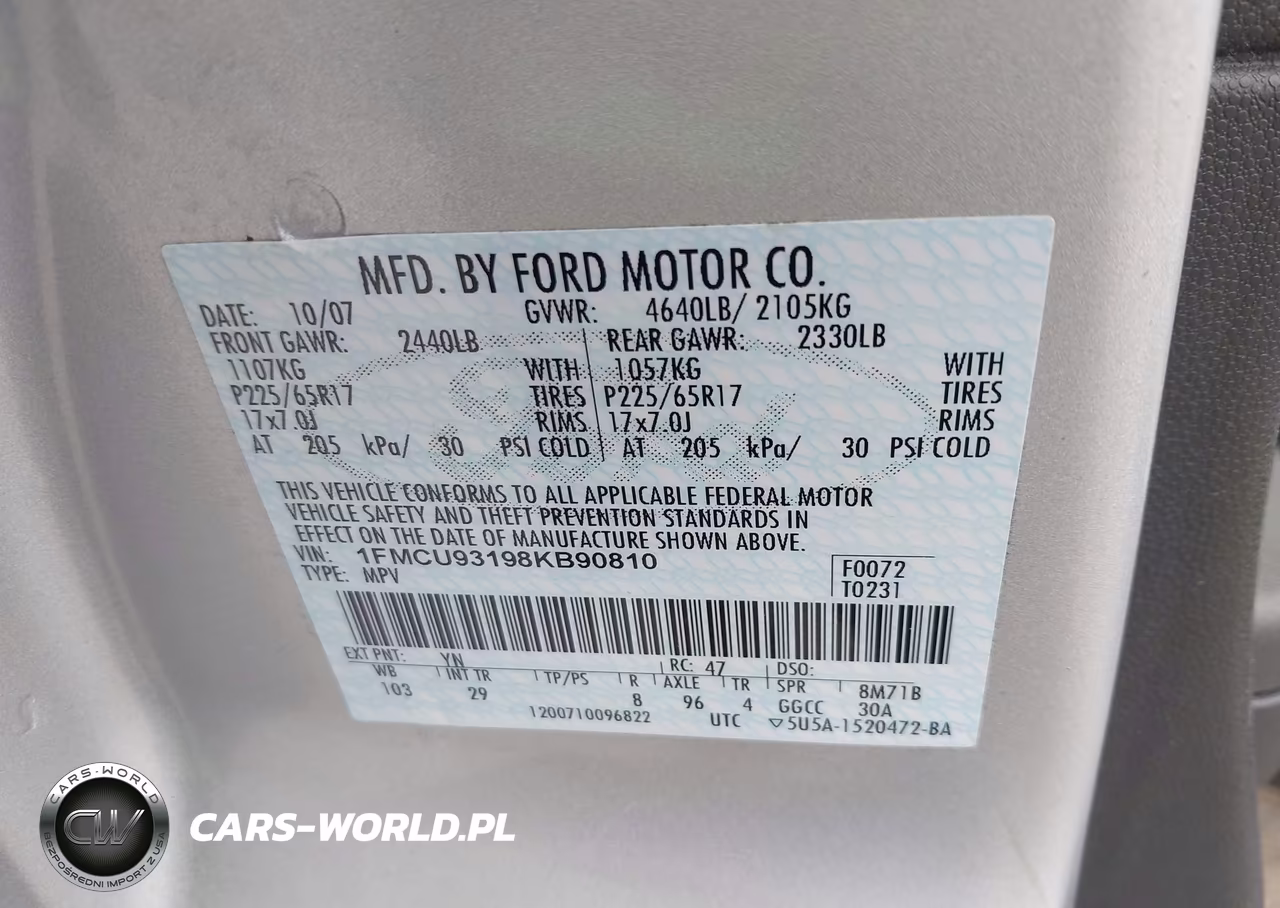2008 Ford Escape Xlt VIN:1FMCU93198KB90810 - 9