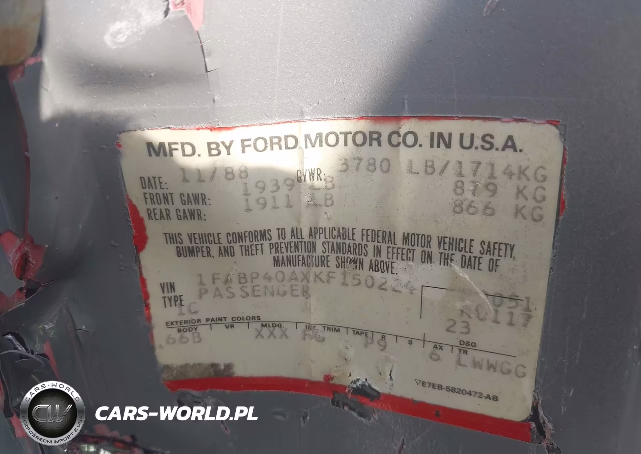 1989 Ford Mustang Lx VIN:1FABP40AXKF150224 - 9