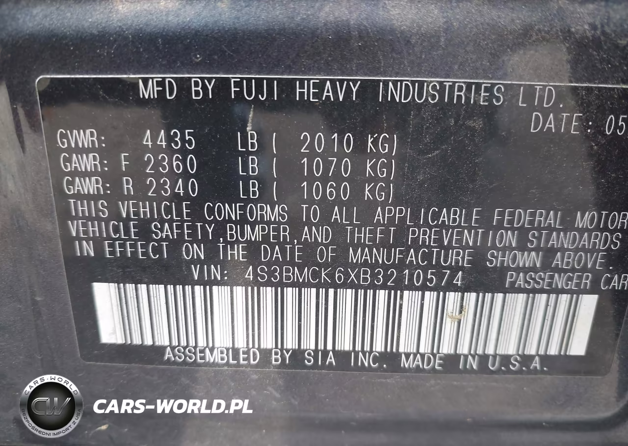 2011 Subaru Legacy 2.5I Limited VIN:4S3BMCK6XB3210574 - 9