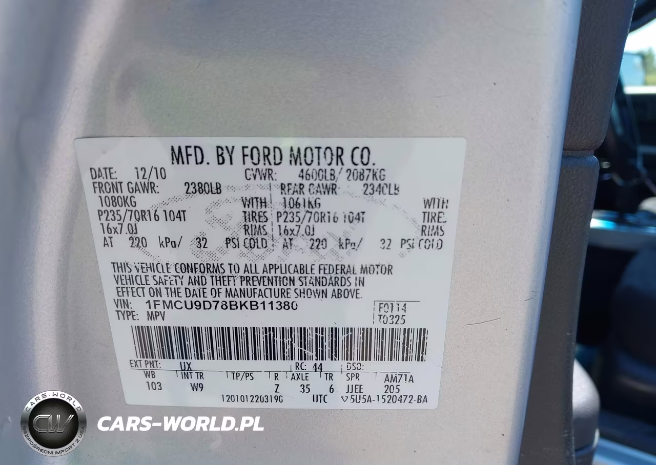 2011 Ford Escape Xlt VIN:1FMCU9D78BKB11380 - 9