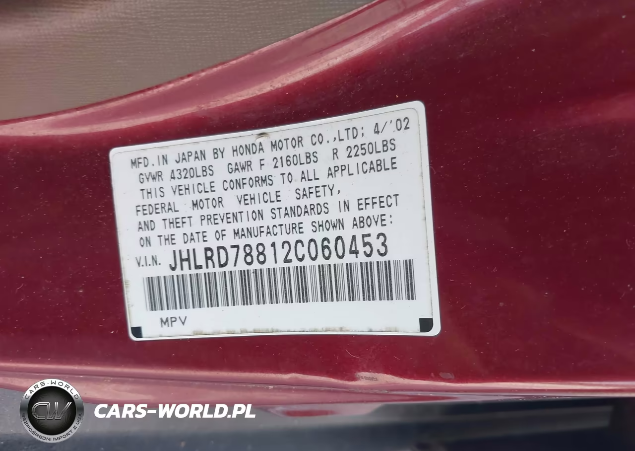 2002 Honda Cr-V Ex VIN:JHLRD78812C060453 - 9