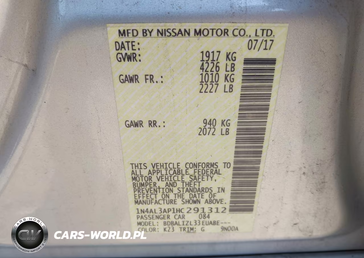 2017 Nissan Altima 2.5 Sv VIN:1N4AL3AP1HC291312 - 9