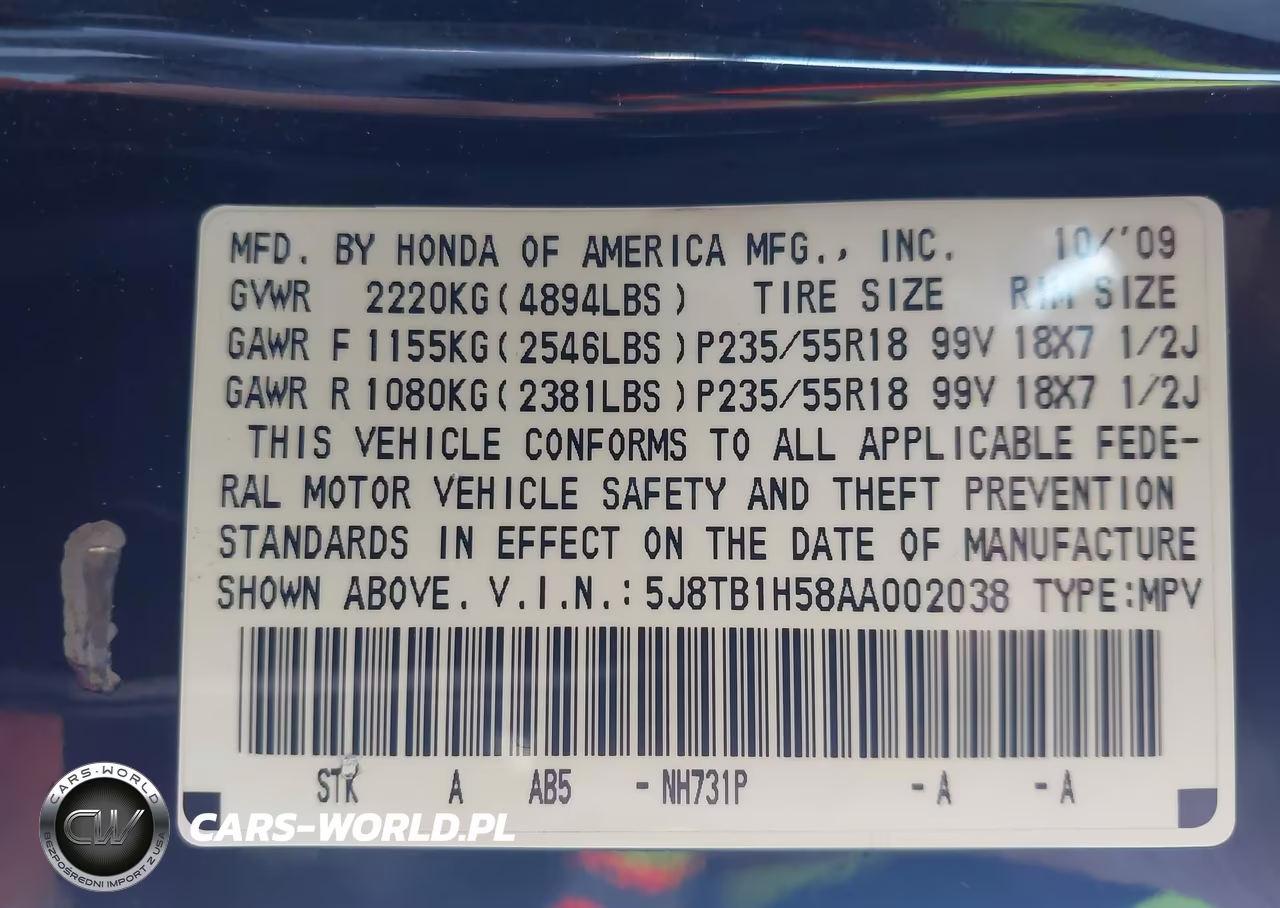 2010 Acura Rdx VIN:5J8TB1H58AA002038 - 9