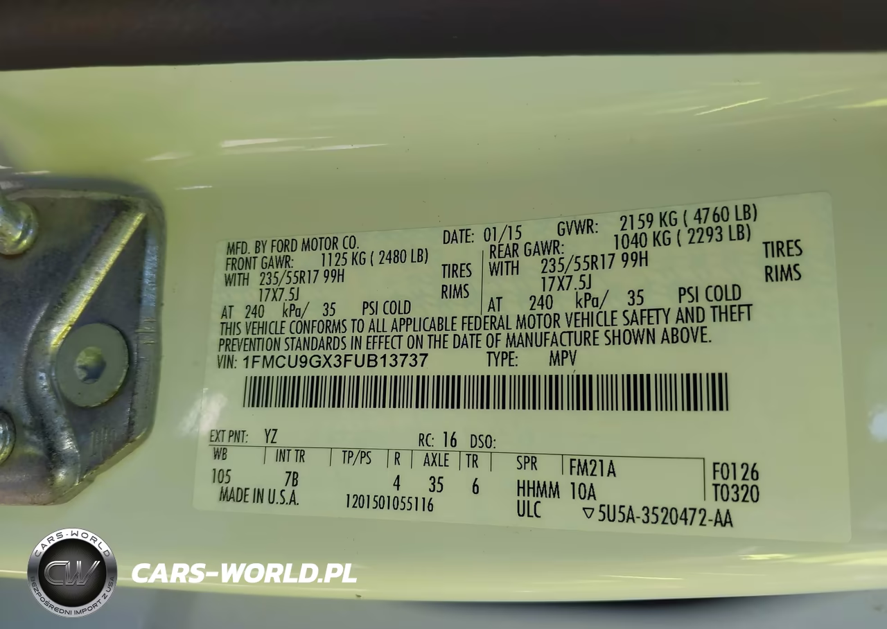 2015 Ford Escape Se VIN:1FMCU9GX3FUB13737 - 9