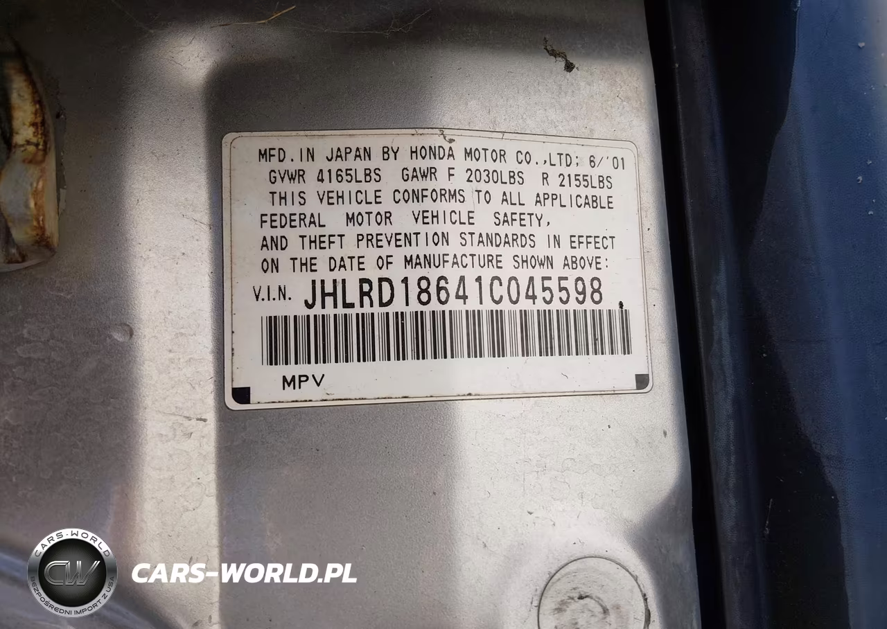 2001 Honda Cr-V Ex VIN:JHLRD18641C045598 - 9