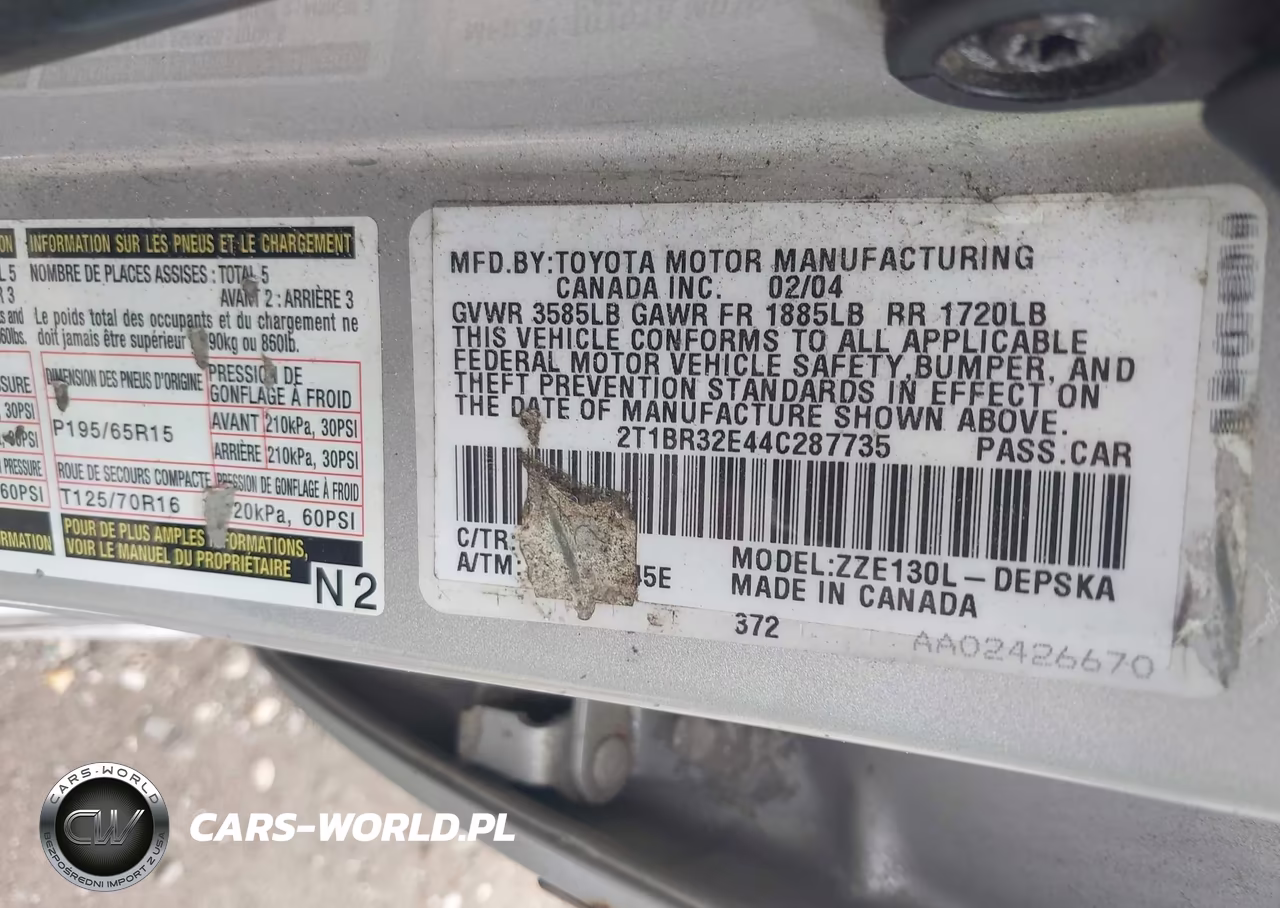 2004 Toyota Corolla S VIN:2T1BR32E44C287735 - 9