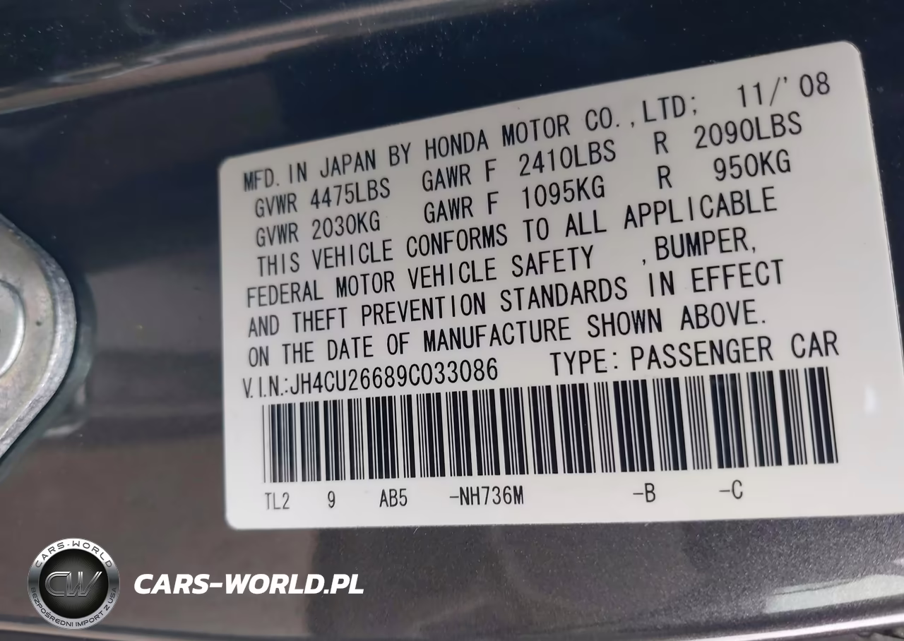 2009 Acura Tsx VIN:JH4CU26689C033086 - 9