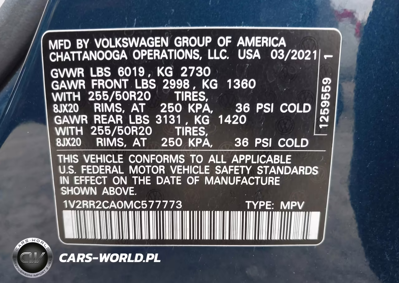 2021 Volkswagen Atlas 3.6L V6 Se W-Technology R-Line VIN:1V2RR2CA0MC577773 - 9