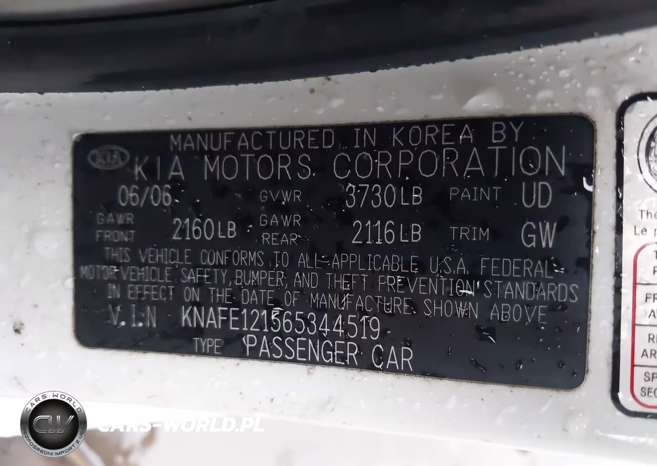 2006 Kia Spectra Ex-Lx-Sx VIN:KNAFE121565344519 - 9