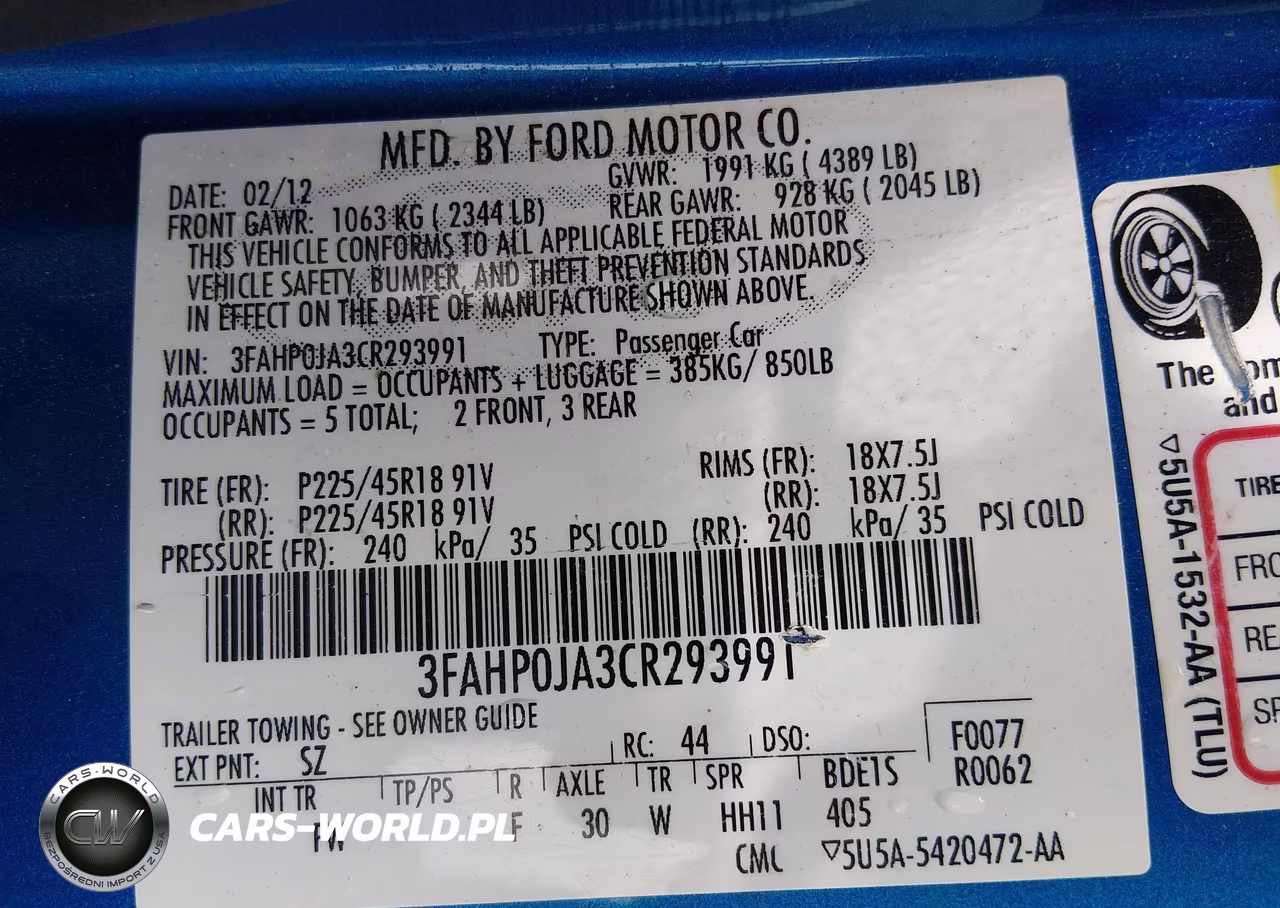 2012 Ford Fusion Sel VIN:3FAHP0JA3CR293991 - 9