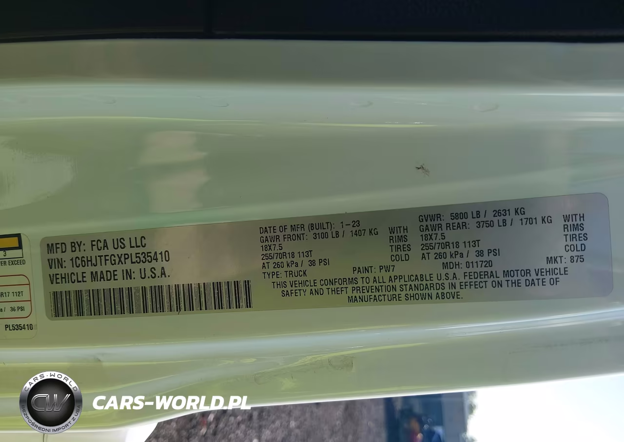 2023 Jeep Gladiator Overland 4X4 VIN:1C6HJTFGXPL535410 - 9