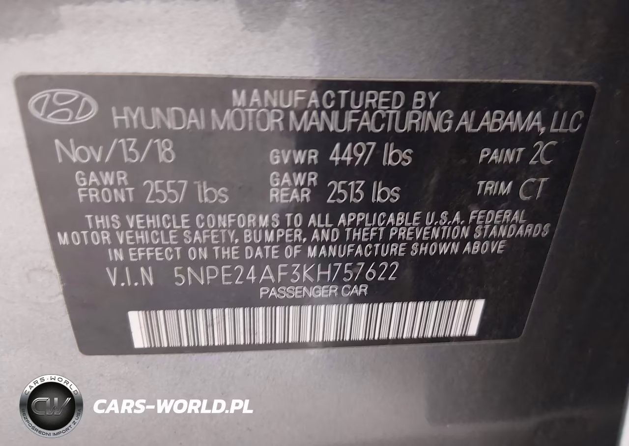 2019 Hyundai Sonata Se VIN:5NPE24AF3KH757622 - 9