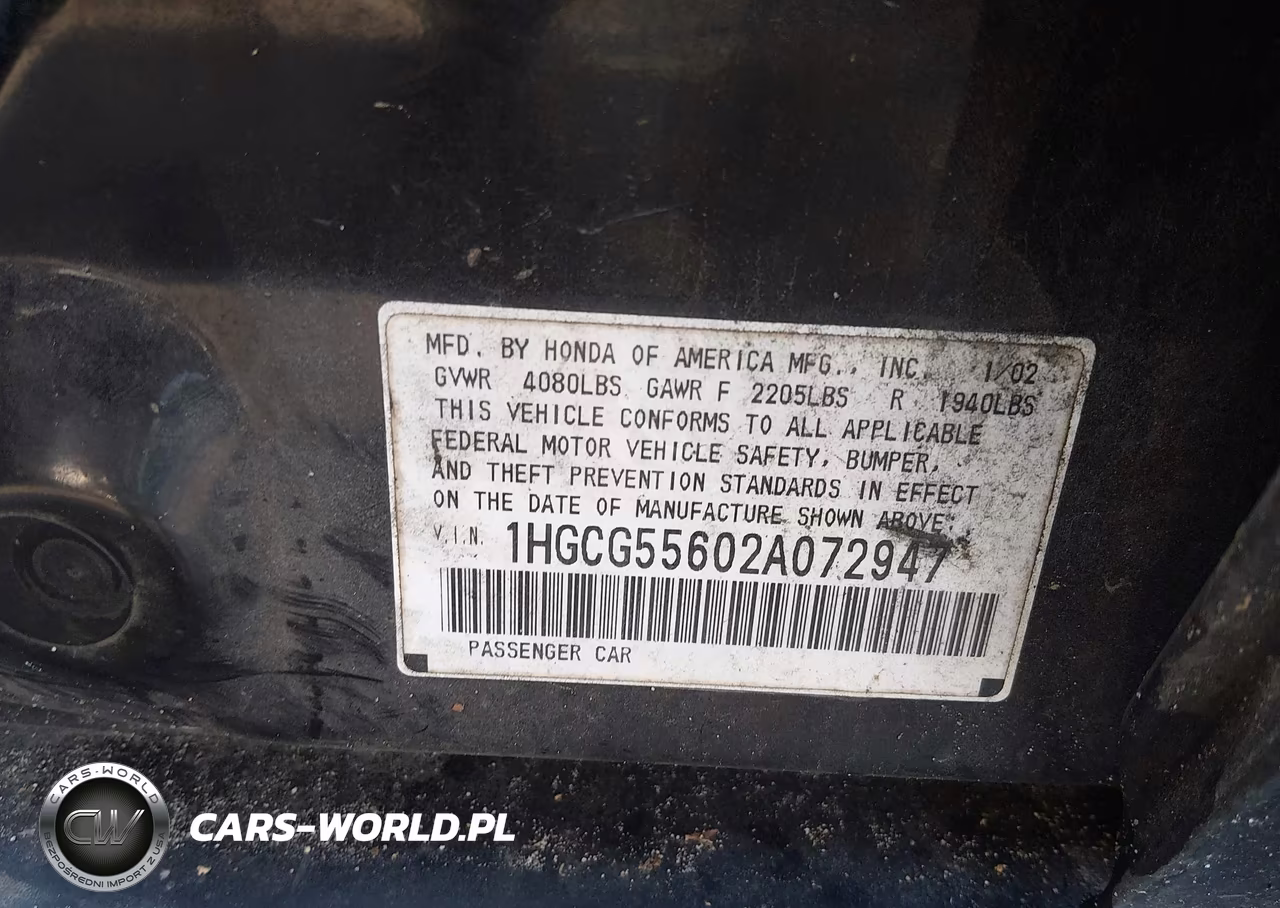 2002 Honda Accord 2.3 Ex VIN:1HGCG55602A072947 - 9