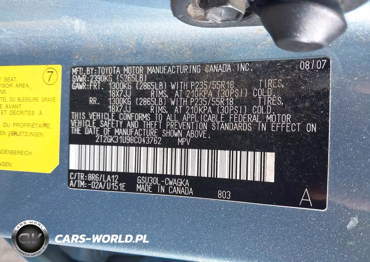 2008 Lexus Rx 350 VIN:2T2GK31U98C043762 - 9