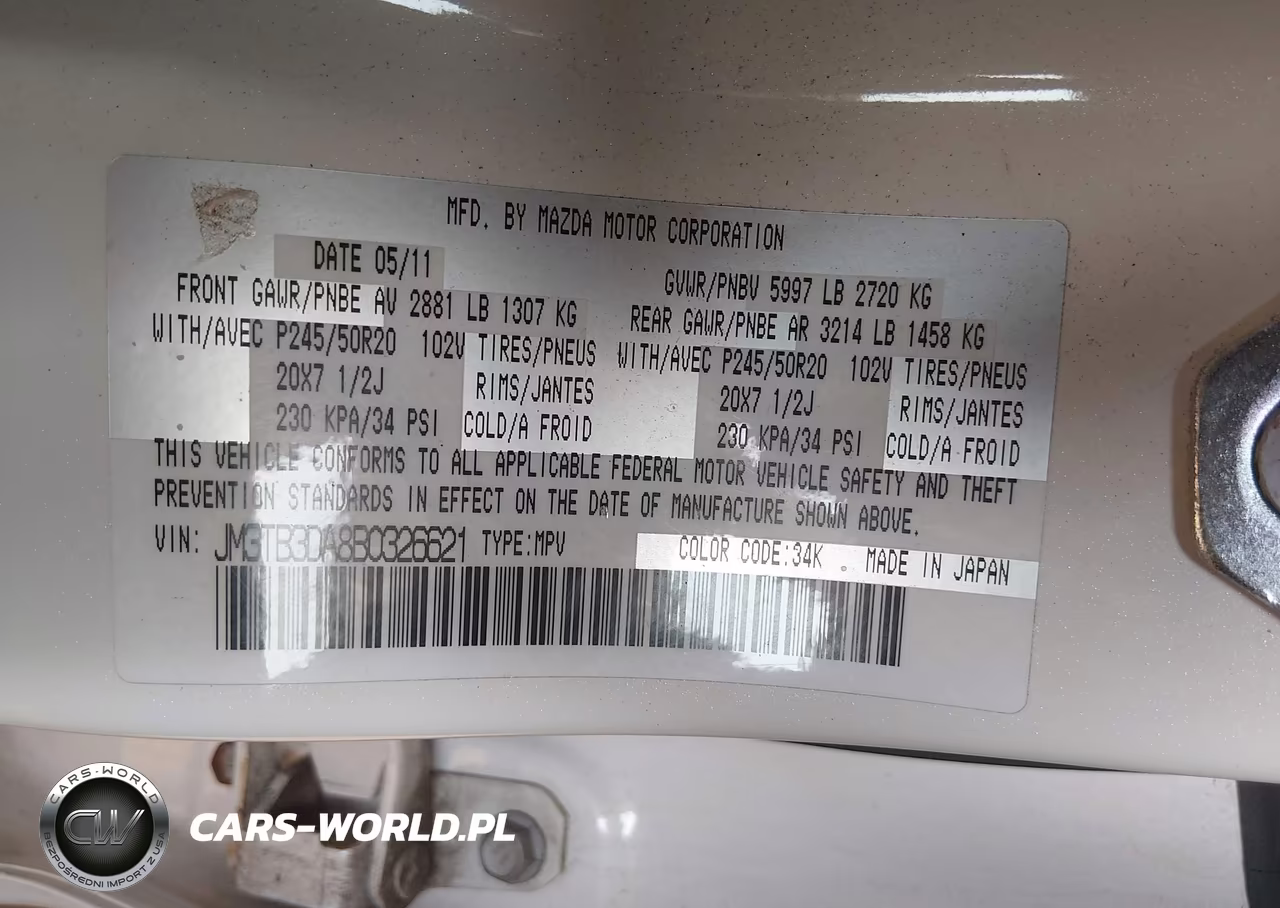 2011 Mazda Cx-9 Grand Touring VIN:JM3TB3DA8B0326621 - 9