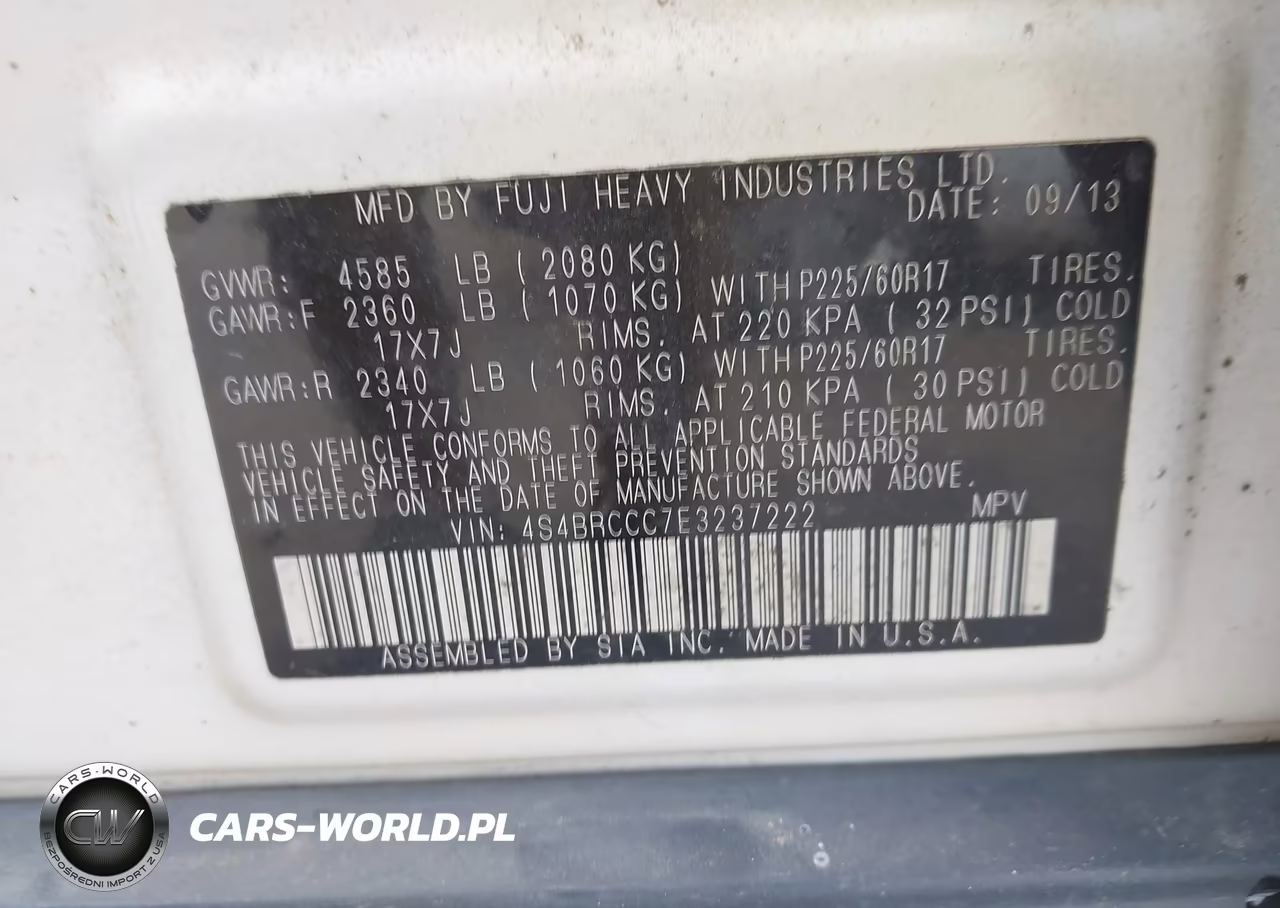 2014 Subaru Outback 2.5I Premium VIN:4S4BRCCC7E3237222 - 9