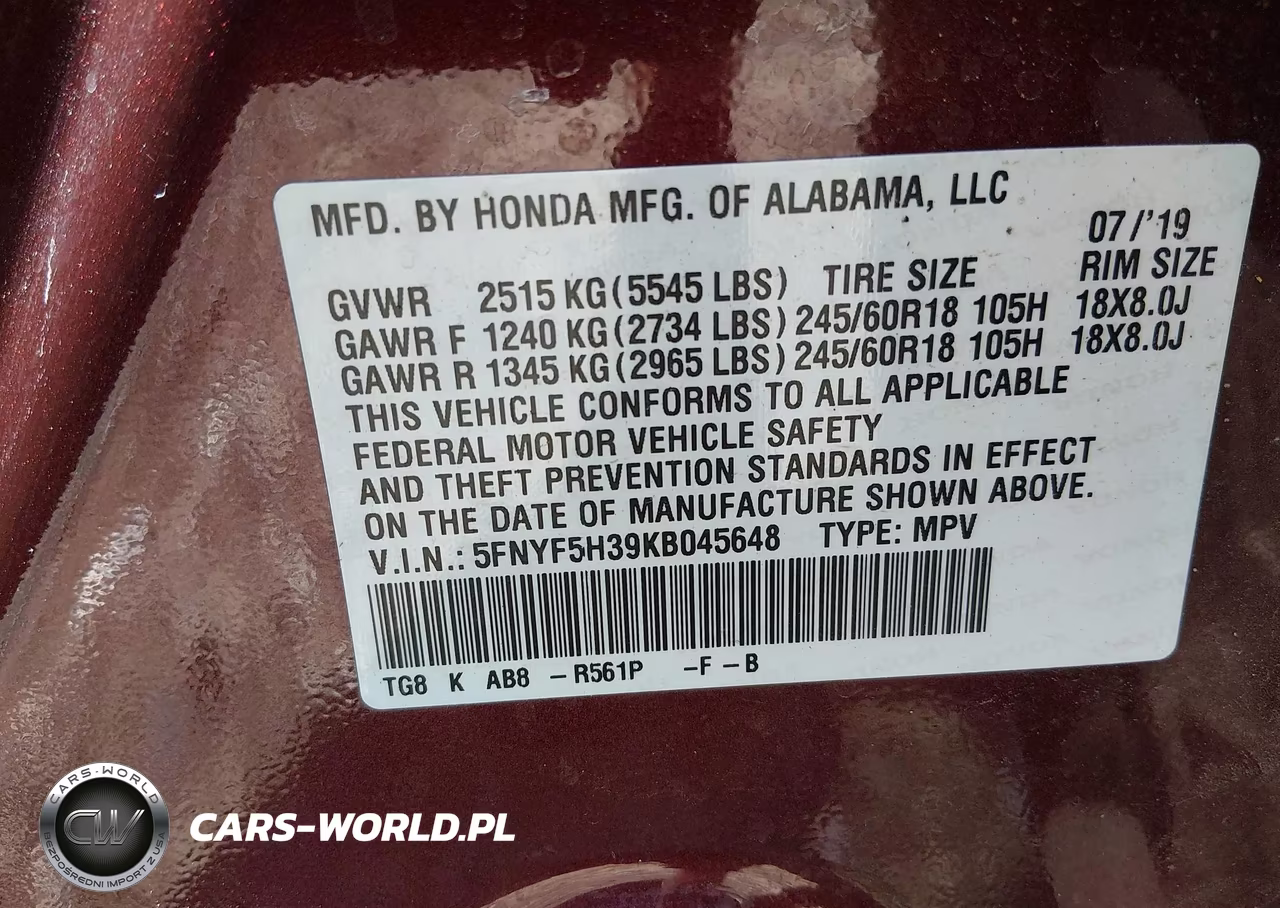 2019 Honda Pilot Ex VIN:5FNYF5H39KB045648 - 9