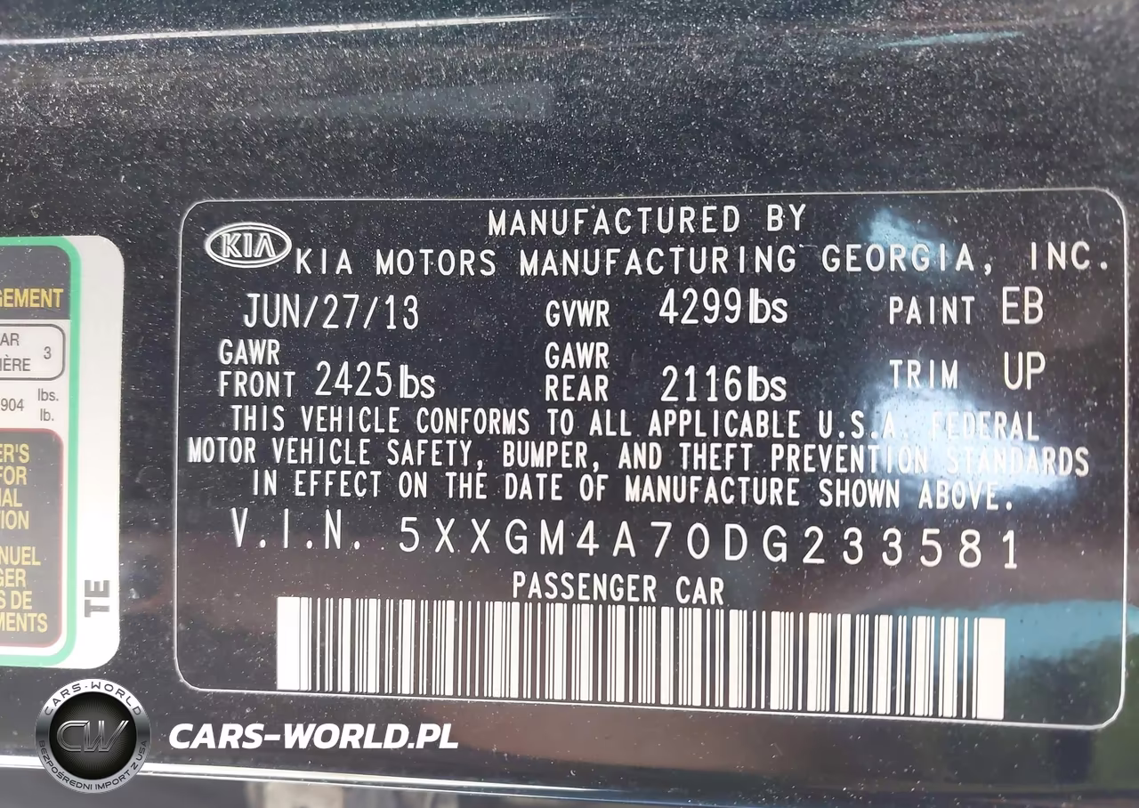 2013 Kia Optima Lx VIN:5XXGM4A70DG233581 - 9