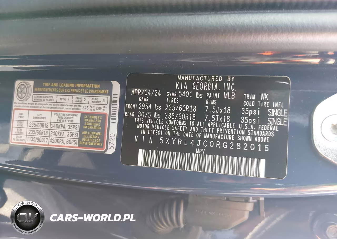 2024 Kia Sorento S VIN:5XYRL4JC0RG282016 - 9