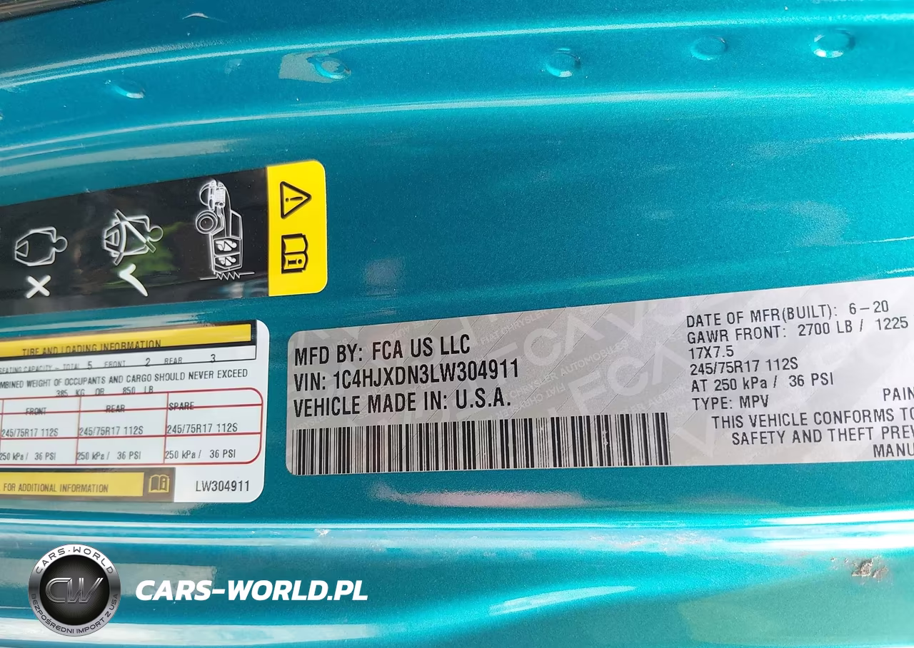 2020 Jeep Wrangler Unlimited Sport S 4X4 VIN:1C4HJXDN3LW304911 - 9