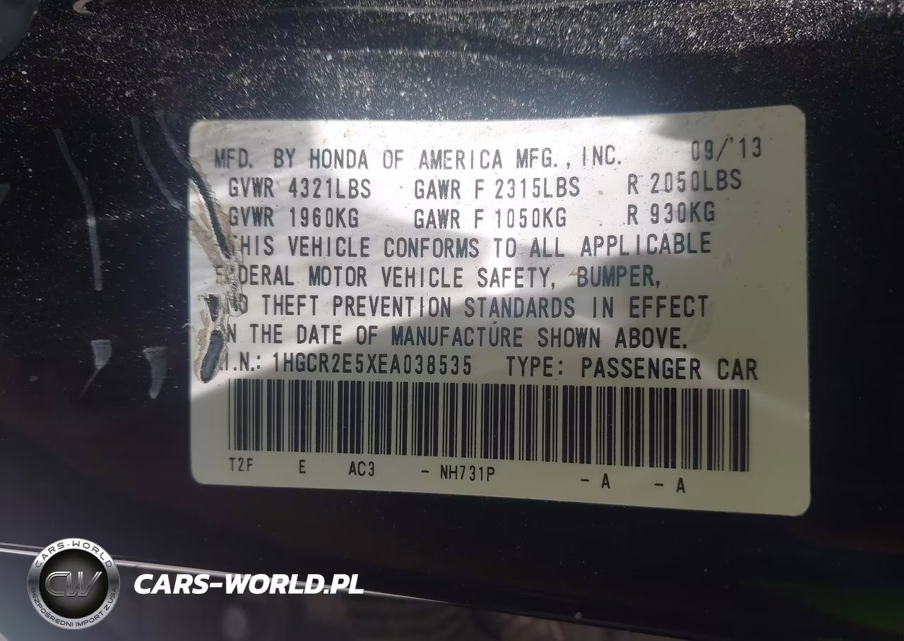 2014 Honda Accord Sport VIN:1HGCR2E5XEA038535 - 9