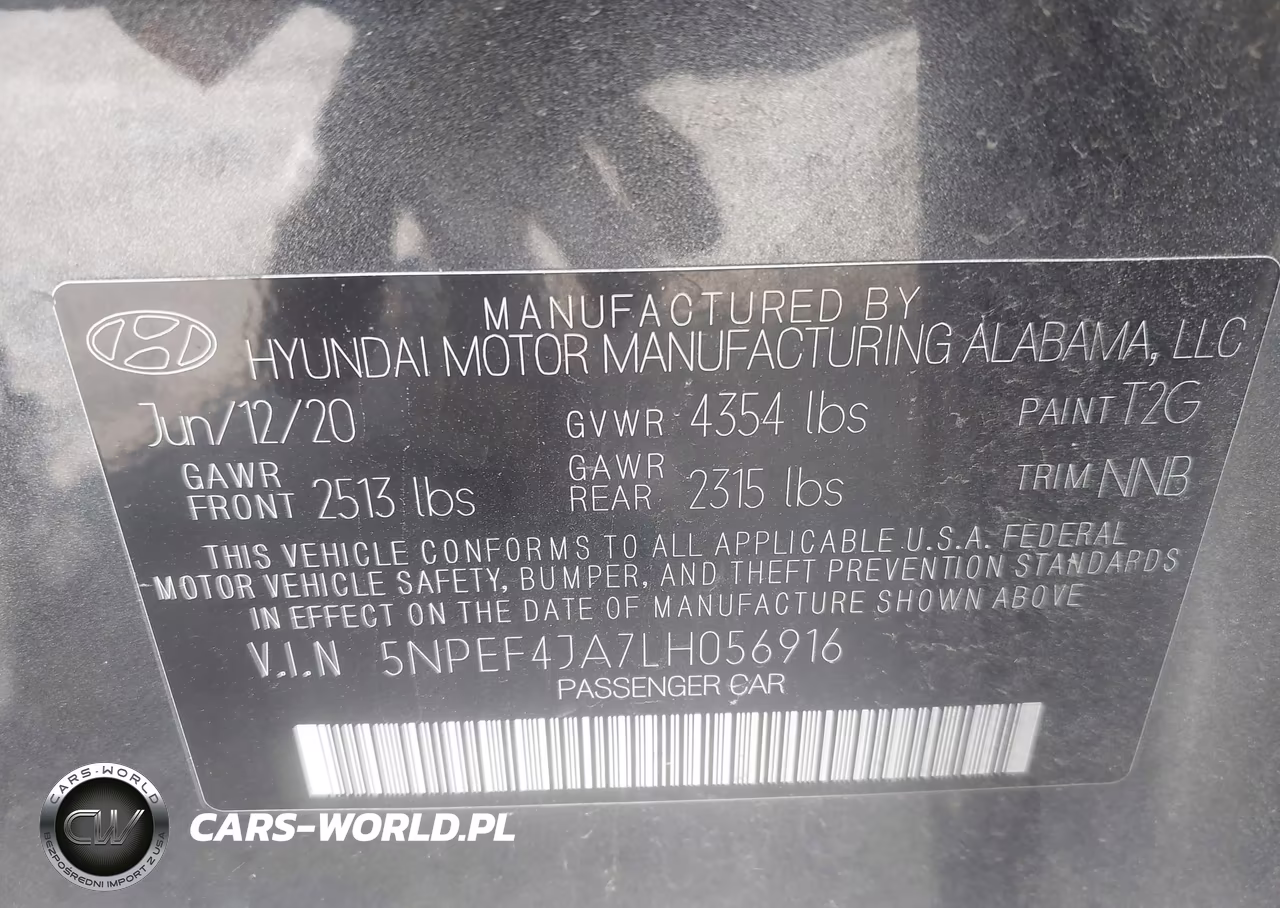 2020 Hyundai Sonata Sel VIN:5NPEF4JA7LH056916 - 9