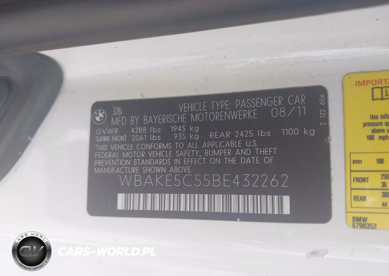 2011 BMW 328I VIN:WBAKE5C55BE432262 - 9