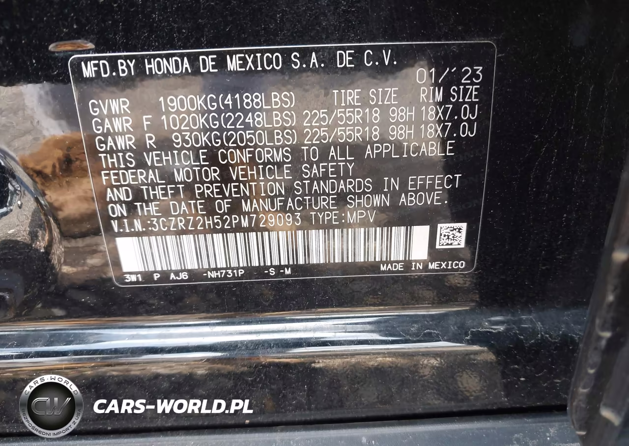 2023 Honda Hr-V Awd Sport VIN:3CZRZ2H52PM729093 - 9