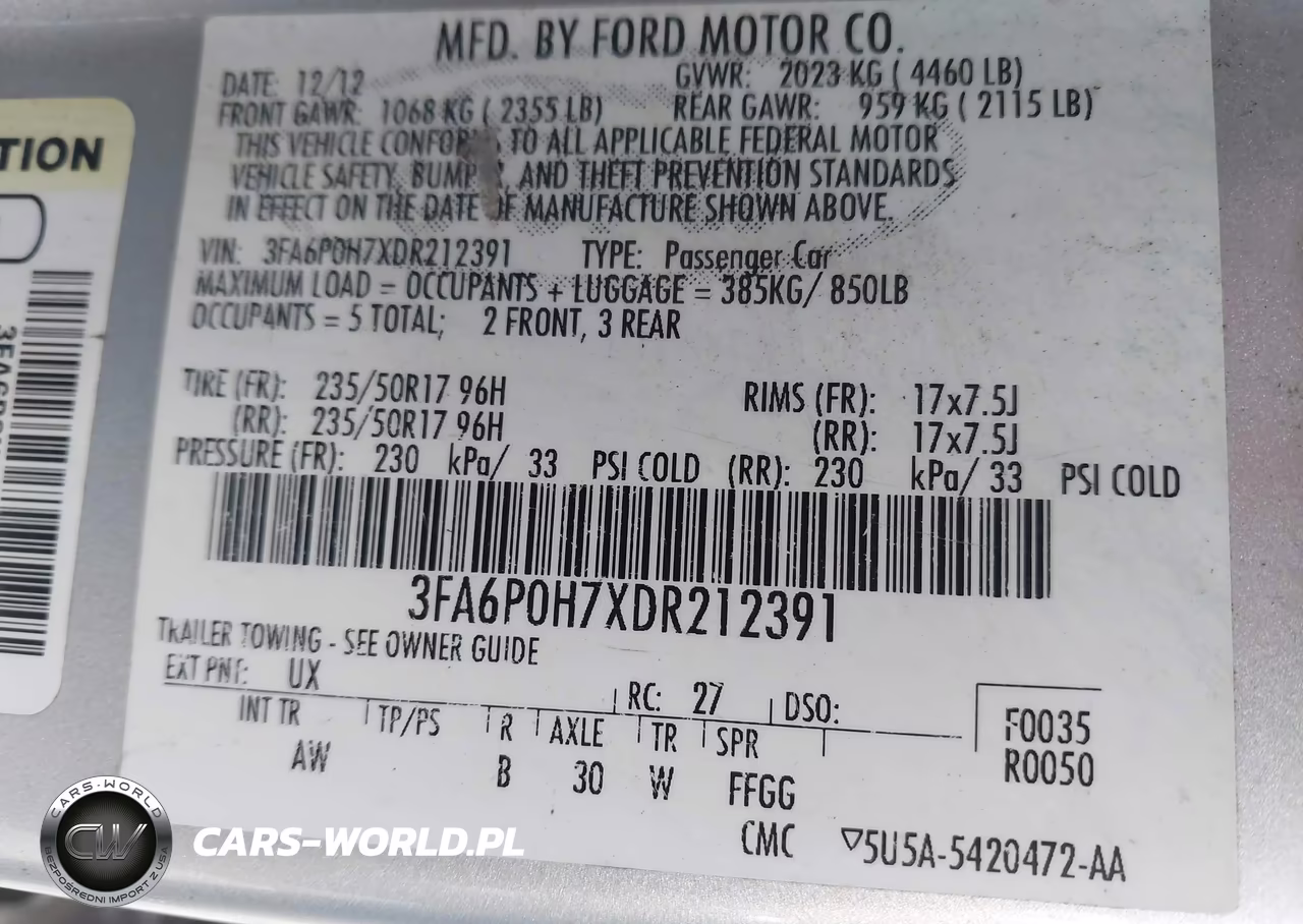 2013 Ford Fusion Se VIN:3FA6P0H7XDR212391 - 9