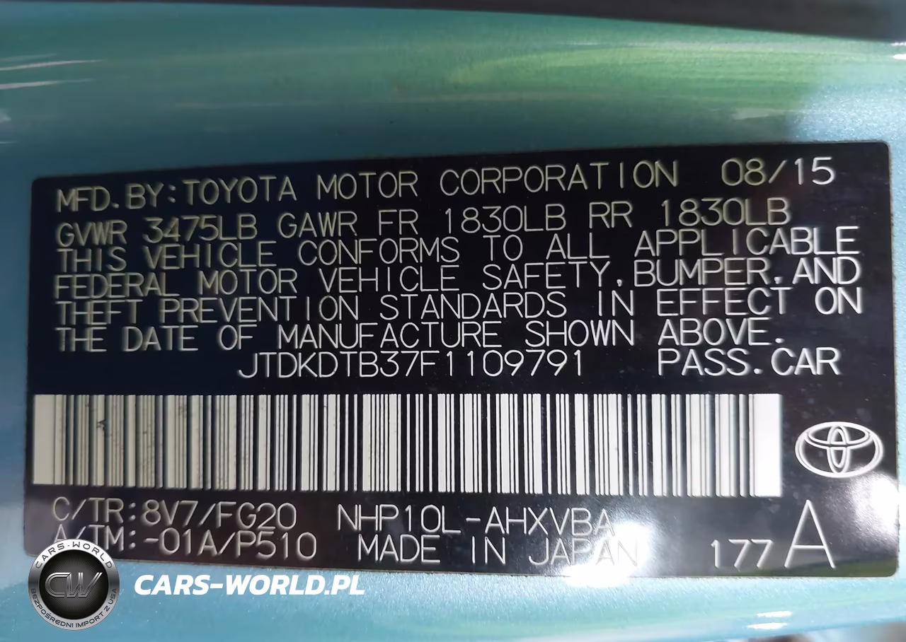 2015 Toyota Prius C Two VIN:JTDKDTB37F1109791 - 9