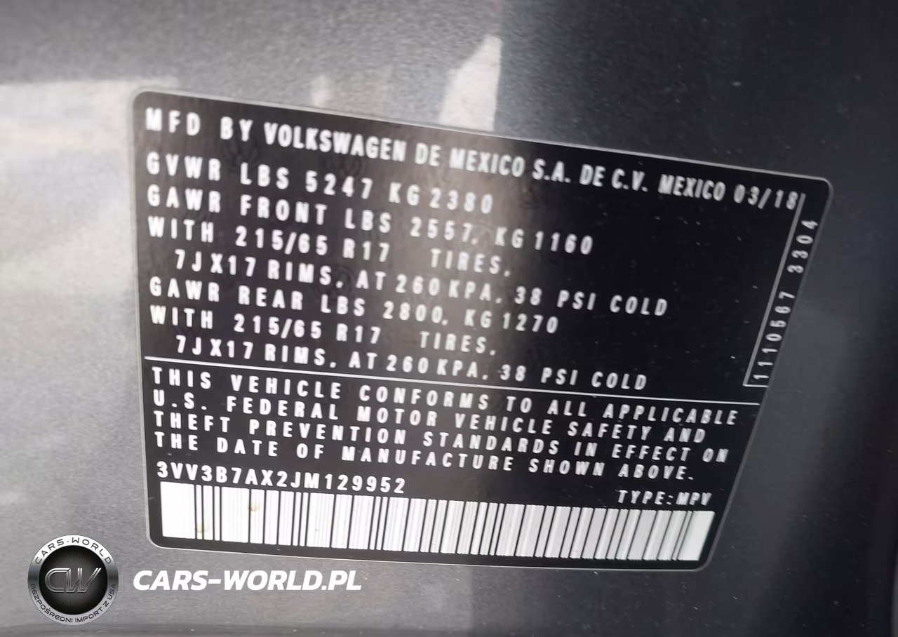 2018 Volkswagen Tiguan 2.0T Se-2.0T Sel VIN:3VV3B7AX2JM129952 - 9