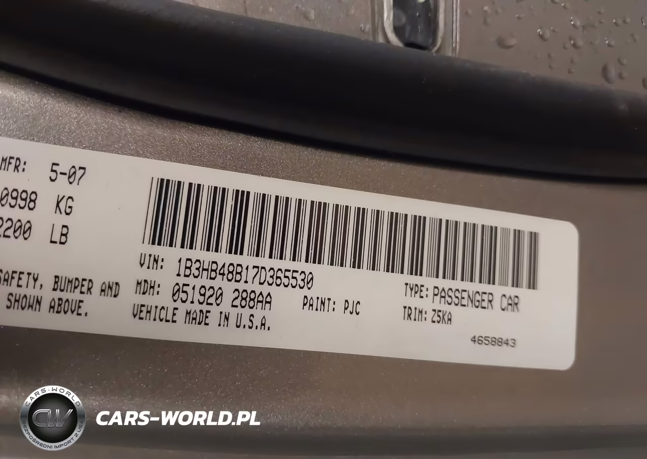2007 Dodge Caliber Sxt VIN:1B3HB48B17D365530 - 9