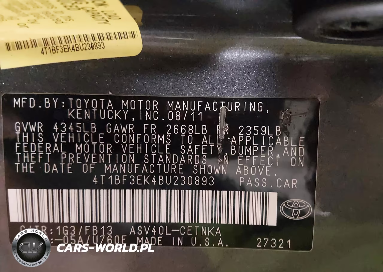 2011 Toyota Camry Le VIN:4T1BF3EK4BU230893 - 9