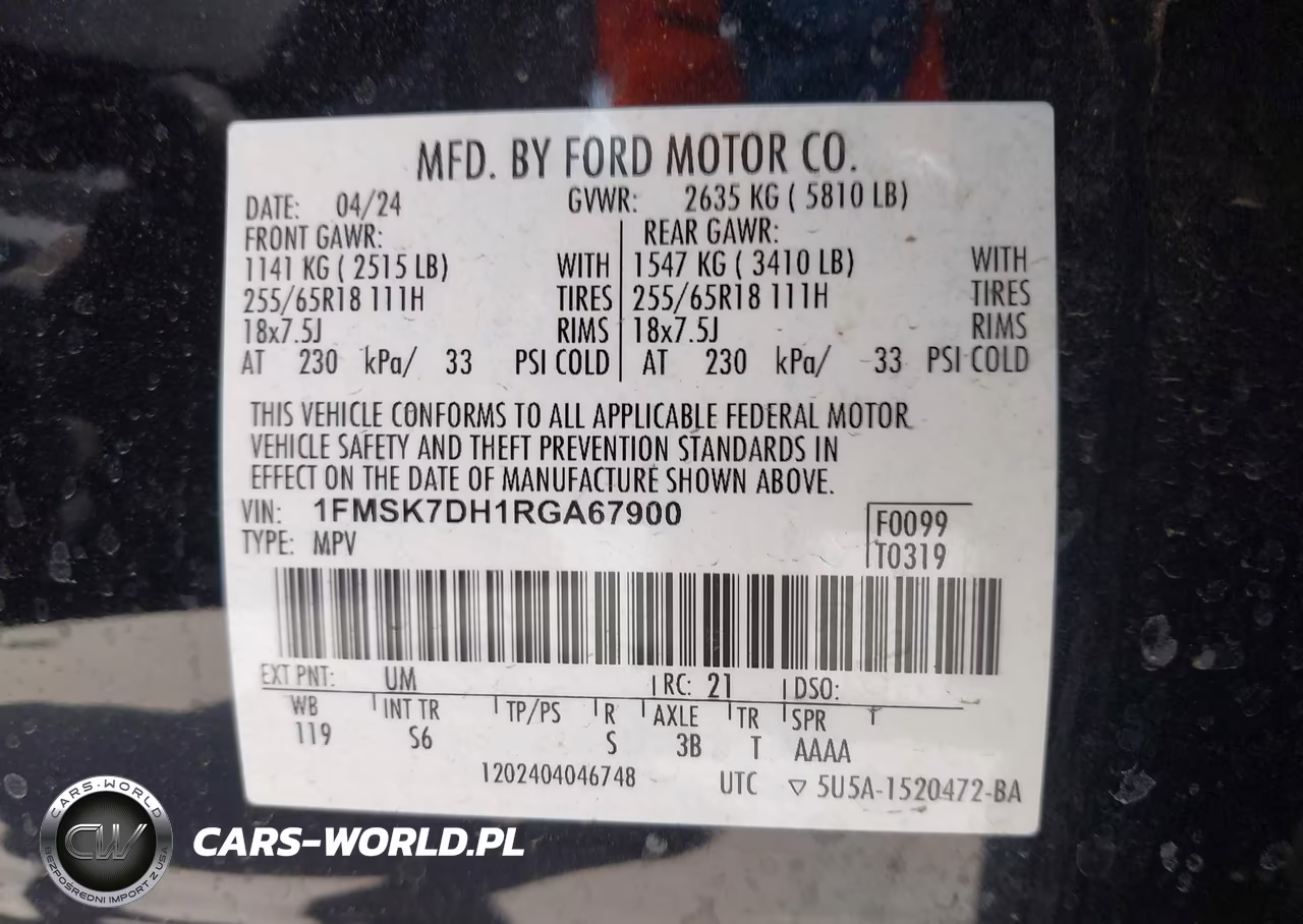 2024 Ford Explorer Xlt VIN:1FMSK7DH1RGA67900 - 9