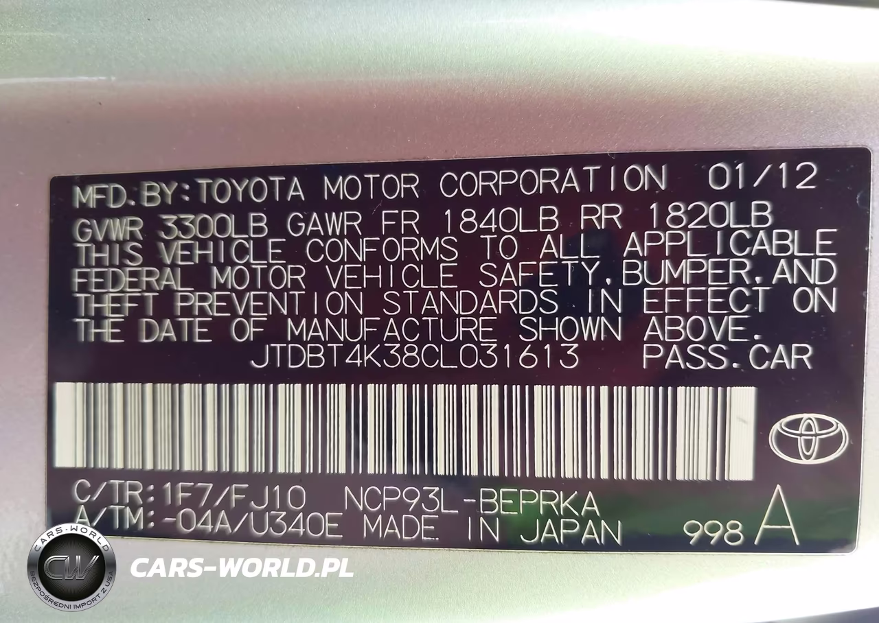 2012 Toyota Yaris VIN:JTDBT4K38CL031613 - 9