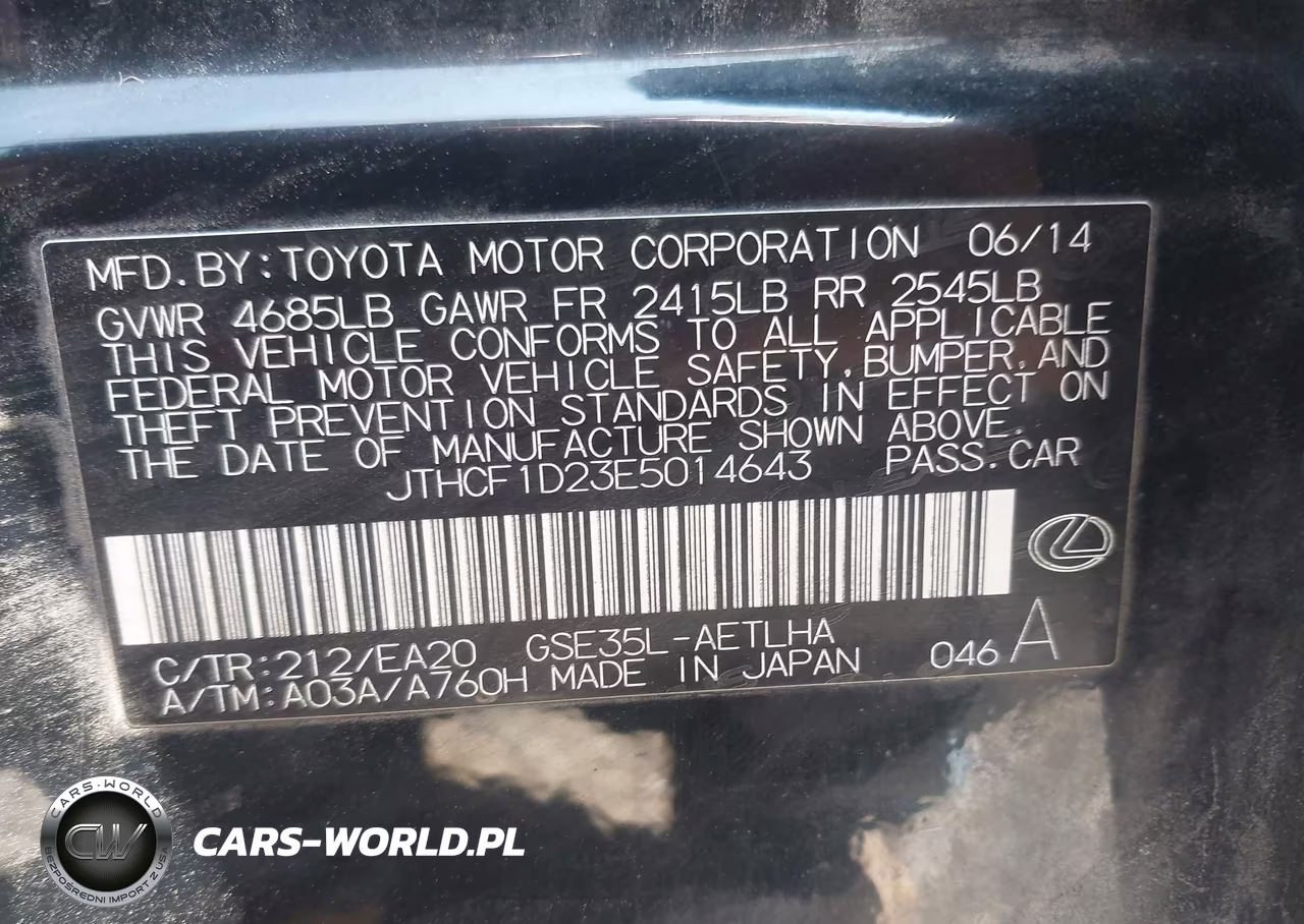 2014 Lexus Is 250 VIN:JTHCF1D23E5014643 - 9