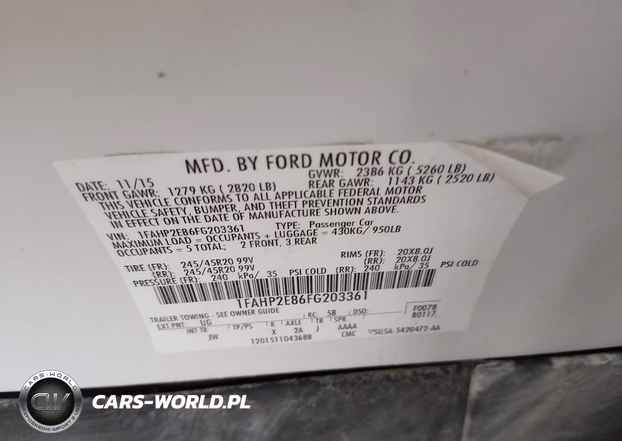 2015 FORD TAURUS VIN:1FAHP2E86FG203361 - 9