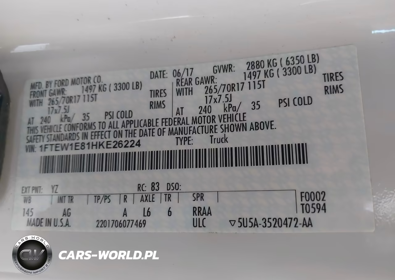 2017 Ford F-150 Xl VIN:1FTEW1E81HKE26224 - 9